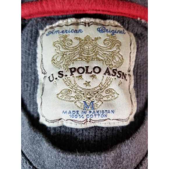 U.S. Polo Assn Long Sleeve Charcoal & Gray Unisex Wear Size Medium Pullover Red - Picture 7 of 11